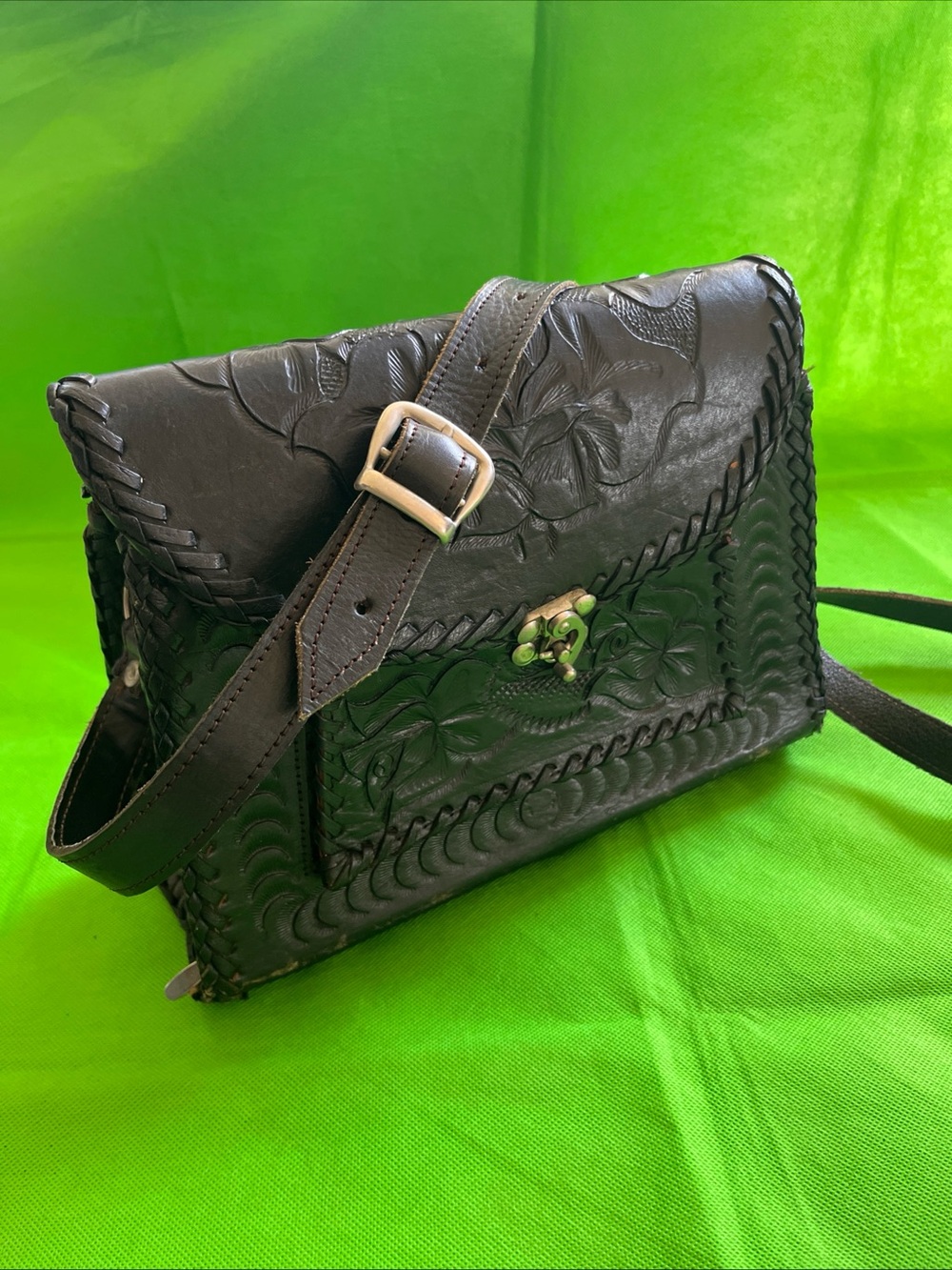 Hand-Tooled Leather Crossbody Bag